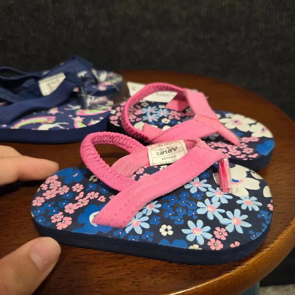 NWT Carter Baby Girl Sandals XS Size 3-4 Blue Pink Multicolor